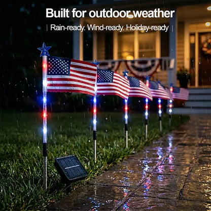 8 Solar American Flag Pathway Lights