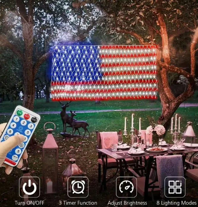 420 LEDS Solar American Flag Lights
