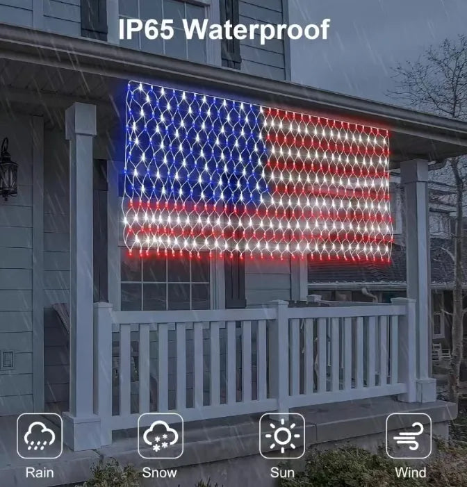 420 LEDS Solar American Flag Lights