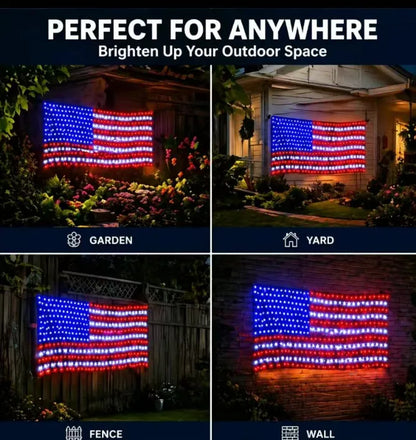 420 LEDS Solar American Flag Lights