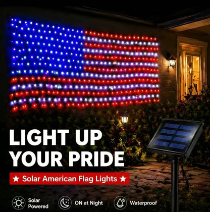 420 LEDS Solar American Flag Lights