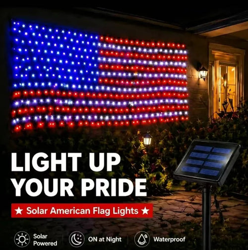 420 LEDS Solar American Flag Lights