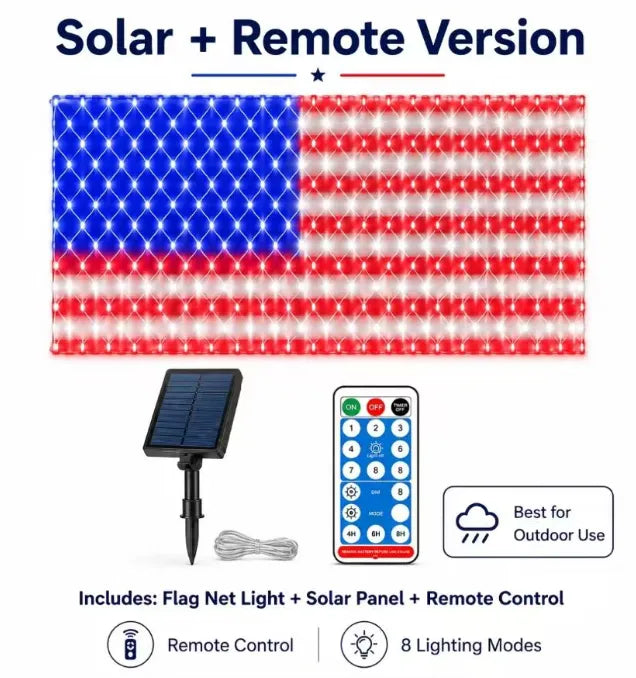 420 LEDS Solar American Flag Lights